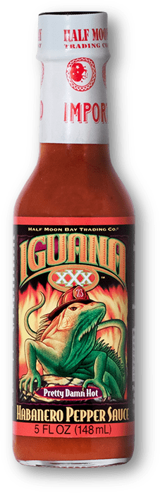 Iguana XXX Pretty Damn Hot Habañero Pepper Sauce bottle