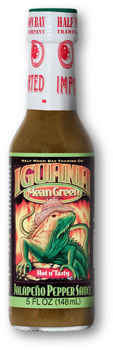 Iguana Mean Green Hot N’ Tasty Jalapeño Pepper Sauce bottle