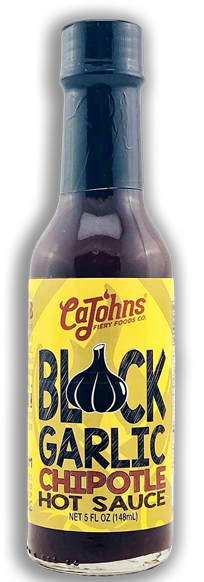 CaJohns Black Garlic Chipotle Hot Sauce bottle